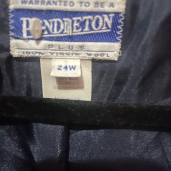 Vintage Pendleton Red Blue Tartan Plaid Wool Blazer Velvet Collar Sz 24W - Picture 3 of 4